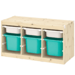 TROFAST Storage combination with boxes, light white, green, 99x44x52 cm