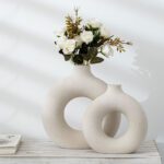 Nordic Circular Hollow Ceramic Vase Donuts Flower Pot