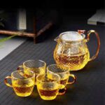 Glass Tea Pot & Cup Set Tumbler Heat Resistant (600ml Pot+100ml Cup)
