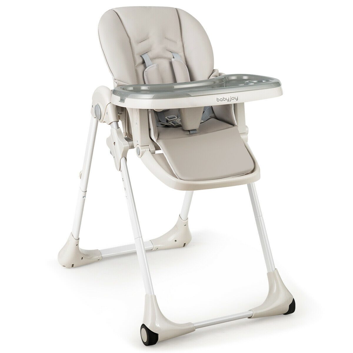 Babyjoy Baby Foldable Convertible High Chair Wheels Adjustable Height ...