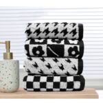 3 in 1 Hand towel black & grey pattern 34× 74CM / 100G
