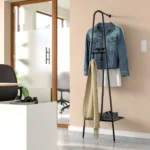 Multi purpose rack with clothes shoe storage, black, 46x39x166 cm