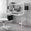 Computer, gaming desk, table, white, 140/185x74x146 cm