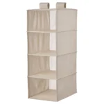 Hanging storage w 4 compartments, textile/beige, 36x45x92 cm